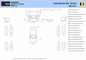 Subaru Legacy-Outback 2010 Inleg dashboard Interieurset aansluitend en pasgemaakt 19 Delen