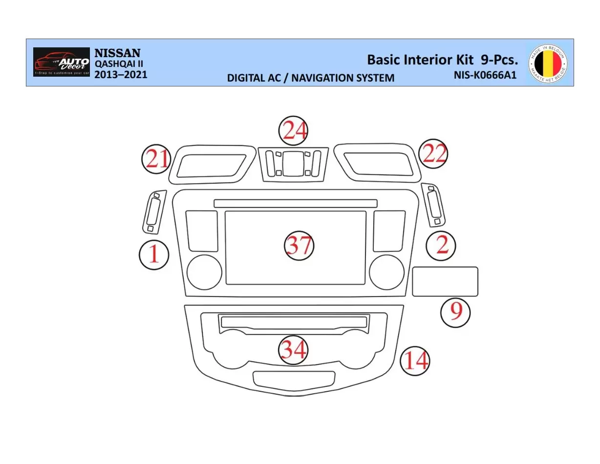 Nissan Qashqai 2018 Decor de carlinga su interior del coche 9 Partes