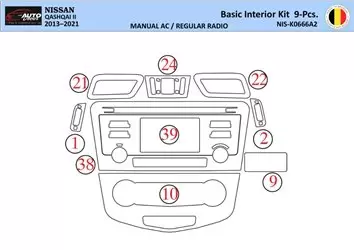 Nissan Qashqai 2018 Innenraum WHZ Armaturenbrett Zierleiste 9-teilig