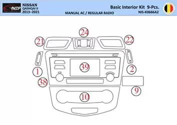 Nissan Qashqai 2018 Interior WHZ Kit embellecedores salpicadero 9 piezas