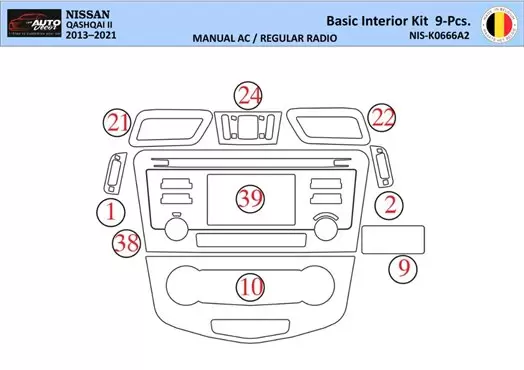 Nissan Qashqai 2018 Interior WHZ Kit embellecedores salpicadero 9 piezas