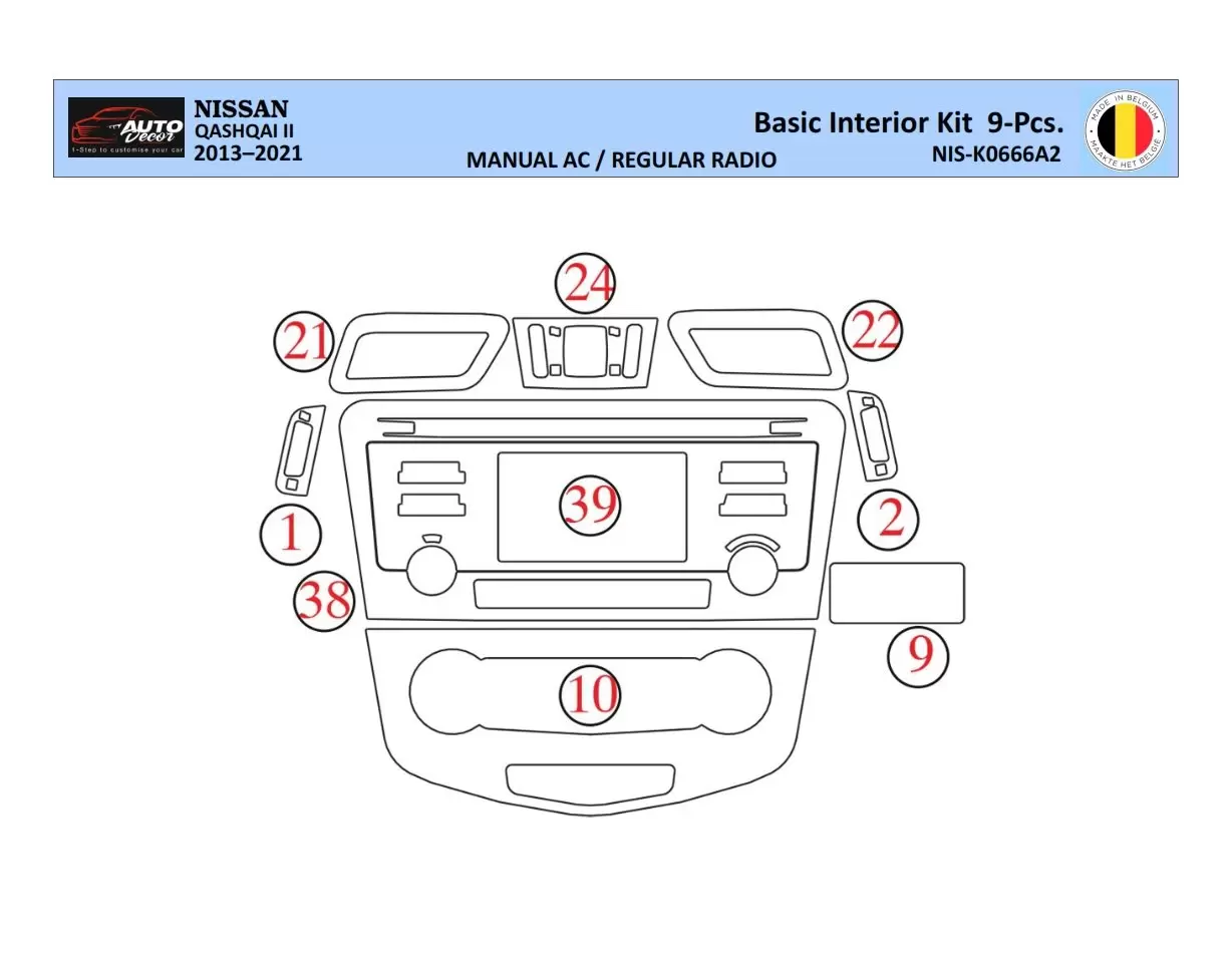 Nissan Qashqai 2018 Interni WHZ Kit rivestimento cruscotto 9 pezzi
