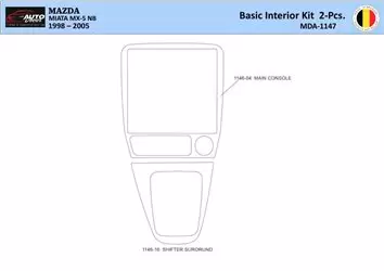 Mazda MX5 2000 Inleg dashboard Interieurset aansluitend en pasgemaakt 2 Delen