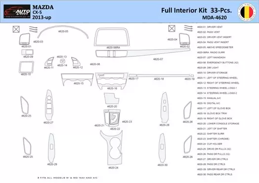 Mazda CX5 2013 Kit la décoration du tableau de bord 33 Pièce - 1 - habillage decor de tableau de bord