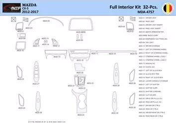 Mazda CX5 2012-2017 Inleg dashboard Interieurset aansluitend en pasgemaakt 32 Delen