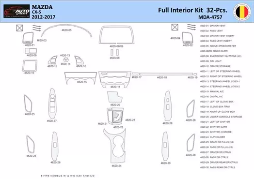 Mazda CX5 2012-2017 Kit la décoration du tableau de bord 32 Pièce - 1 - habillage decor de tableau de bord