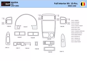 Mazda 626 1997-2001 Interior WHZ Dashboard trim kit 13 Parts