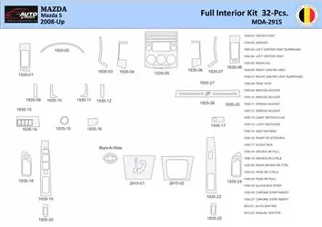 Mazda 5 2008 Interior WHZ Dashboard trim kit 32 Parts