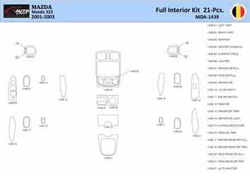 Mazda 323 1998-2003 Interior WHZ Dashboard trim kit 21 Parts