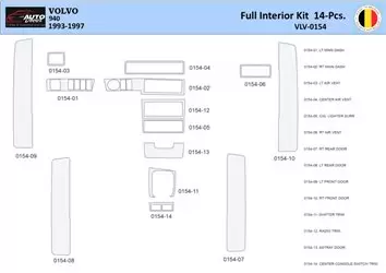 Volvo 940 1993-1997 Interior WHZ Dashboard trim kit 14 Parts