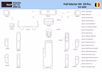 Volvo S40-V50 2004-2012 Decor de carlinga su interior del coche 19 Partes
