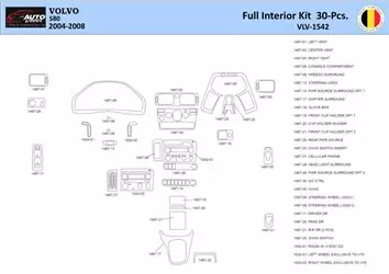 Volvo S80 2004-2006 Inleg dashboard Interieurset aansluitend en pasgemaakt 30 Delen