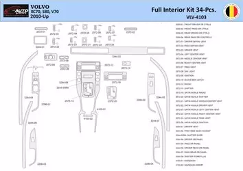 Volvo XC70-S80-V70-2008–2016 Decor de carlinga su interior del coche 34 Partes