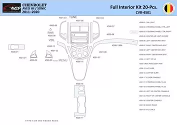 Chevrolet Aveo T300 2012–2020 Interior WHZ Dashboard trim kit 20 Parts