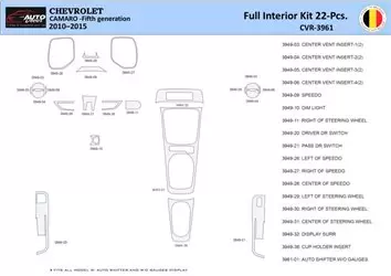 Chevrolet Camaro 2010-2015 Mascherine sagomate per rivestimento cruscotti 22 Decori