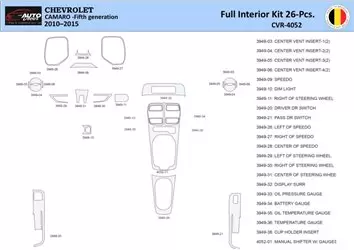 Chevrolet Camaro 2010-2015 Decor de carlinga su interior del coche 26 Partes