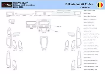 Chevrolet Impala 2006-2015 Decor de carlinga su interior del coche 21 Partes