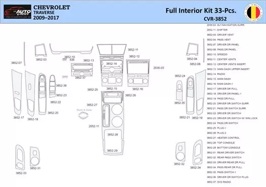 Chevrolet Traverse 2009-2013 Interior WHZ Dashboard trim kit 33 Parts