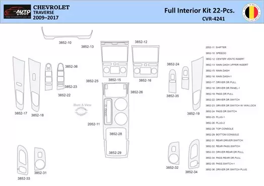 Chevrolet Traverse 2009-2013 Inleg dashboard Interieurset aansluitend en pasgemaakt 22 Delen