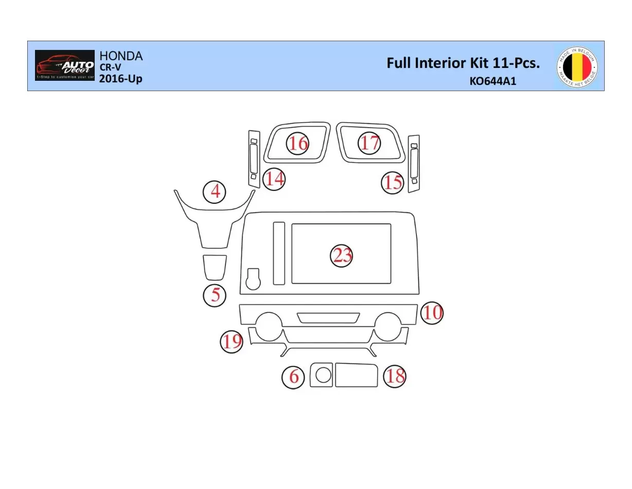 Honda CR-V 2016-2022 Decor de carlinga su interior del coche 15 Partes