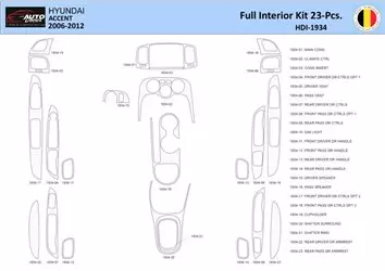Hyundai Accent 2005-2011 Inleg dashboard Interieurset aansluitend en pasgemaakt 23 Delen