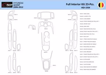 Hyundai Accent 2005-2011 Interior WHZ Dashboard trim kit 23 Parts