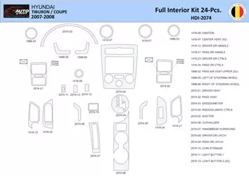 Hyunda Coupe 2007-2008 Interior WHZ Dashboard trim kit 24 Parts