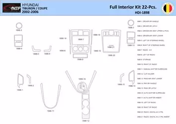 Hyunda Coupe 2004-2008 Interior WHZ Dashboard trim kit 22 Parts