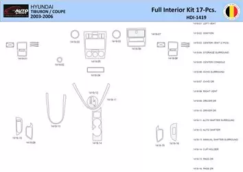 Hyunda Coupe 2004-2008 Interior WHZ Dashboard trim kit 17 Parts