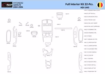 Hyundai Santa Fe 2002-2006 Interior WHZ Dashboard trim kit 22 Parts