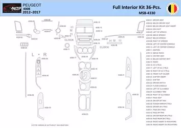 Peugeot 4008 2012-2017 Innenraum WHZ Armaturenbrettverkleidungssatz 36 Teile