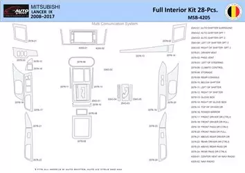 Mitsubishi Lancer-9-2007–2017 Inleg dashboard Interieurset aansluitend en pasgemaakt 28 Delen