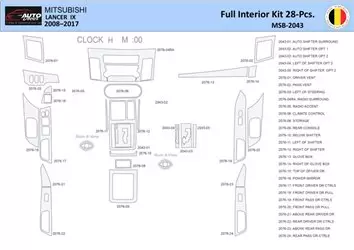 Mitsubishi Lancer-2008 Interior WHZ Dashboard trim kit 28 Parts