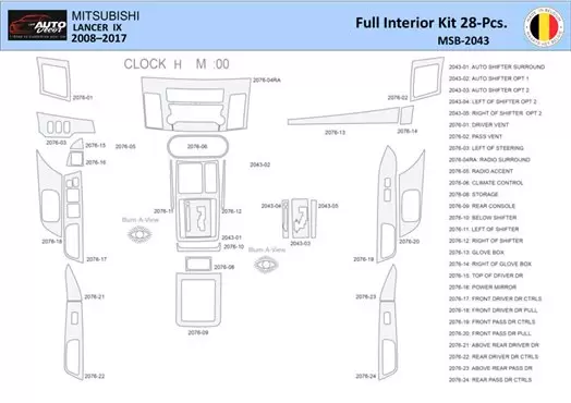 Mitsubishi Lancer-2008 Mittelkonsole Armaturendekor WHZ Cockpit Dekor 28 Teilige - 1- Cockpit Dekor Innenraum