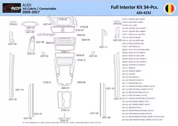 Audi A5 Cabrio 2008–2016 Interieur WHZ Dashboardafwerkingsset 40 onderdelen