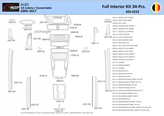 Interior Whz Dashboard Trim Kit 19 Parts