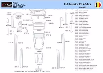 Audi A5 2008–2016 Interieur WHZ Dashboardafwerkingsset 40 onderdelen