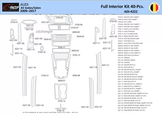 Audi A5 2008–2016 Interni WHZ Kit rivestimento cruscotto 40 pezzi