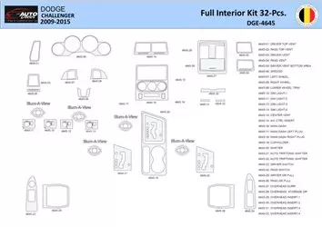 Dodge Challenger 2011-2015 Decor de carlinga su interior del coche 42 Partes