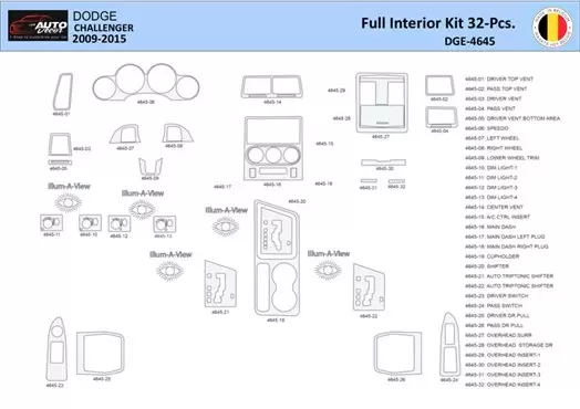 Dodge Challenger 2011-2015 Interior WHZ Dashboard trim kit 42 Parts