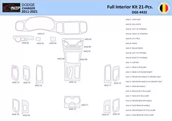 Dodge Charger LD 2011-2022 Habillage Décoration de Tableau de Bord 21 Pièce