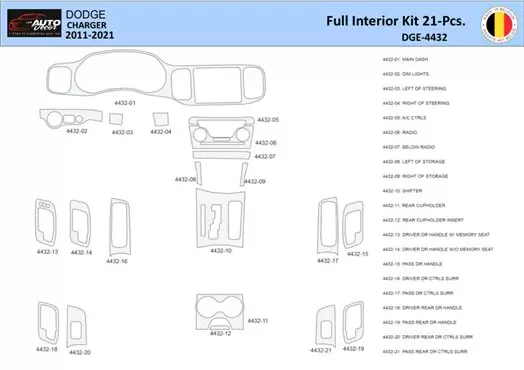 Dodge Charger LD 2011-2022 Mittelkonsole Armaturendekor WHZ Cockpit Dekor 21 Teilige - 1