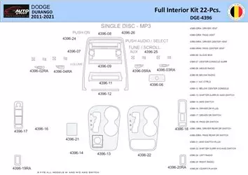 Dodge Durango WD 2011-2022 Interior WHZ Dashboard trim kit 22 Parts