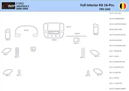 Ford Maverick II 2000-2005 Inleg dashboard Interieurset aansluitend en pasgemaakt 16 Delen