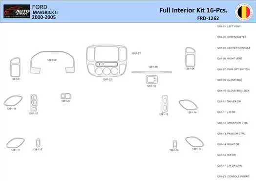 Ford Maverick II 2000-2005 Interior WHZ Dashboard trim kit 16 Parts