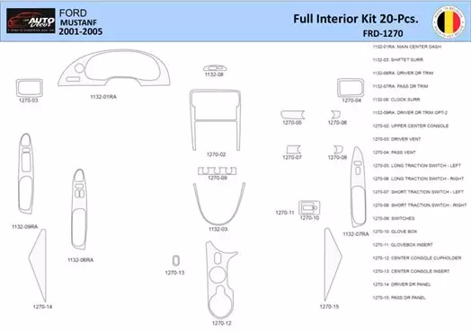 Ford Mustang 2001-2005 Interior WHZ Dashboard trim kit 20 Parts