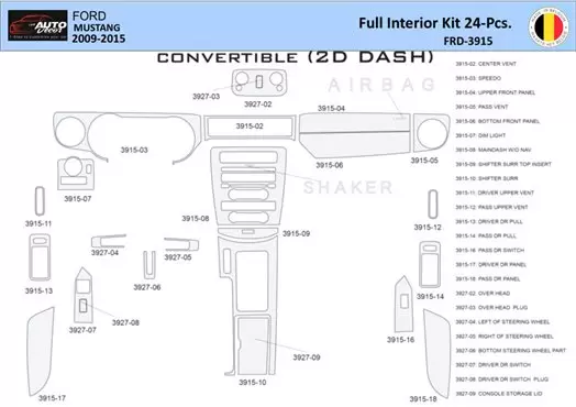 Ford Mustang 2010-2015 Interior WHZ Dashboard trim kit 24 Parts