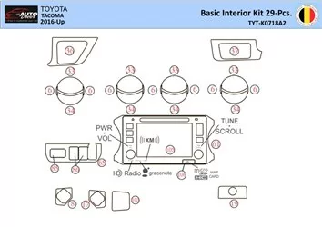 Toyota Tacoma 2016-2021 Interior WHZ Dashboard trim kit 29 Parts