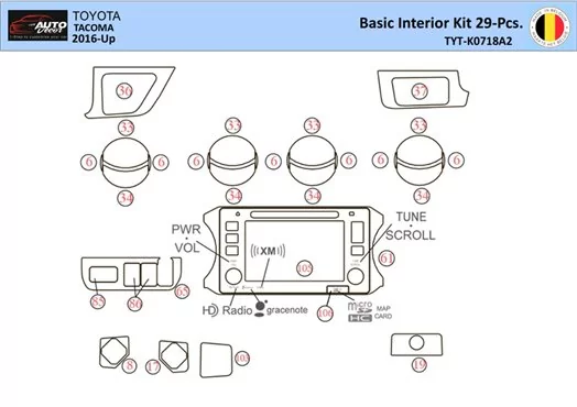 Toyota Tacoma 2016-2021 Inleg dashboard Interieurset aansluitend en pasgemaakt 29 Delen Toyota Tacoma 2016-2021 Inleg dashboard Interieurset aansluitend en pasgemaakt 29 Delen