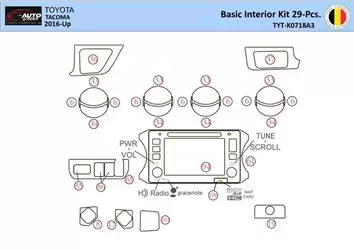 Toyota Tacoma 2016-2021 Decor de carlinga su interior del coche 29 Partes